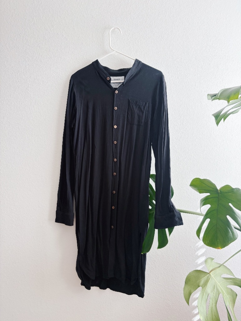 Tonlé Black Button Front Dress – Size Small – Artisan Signed